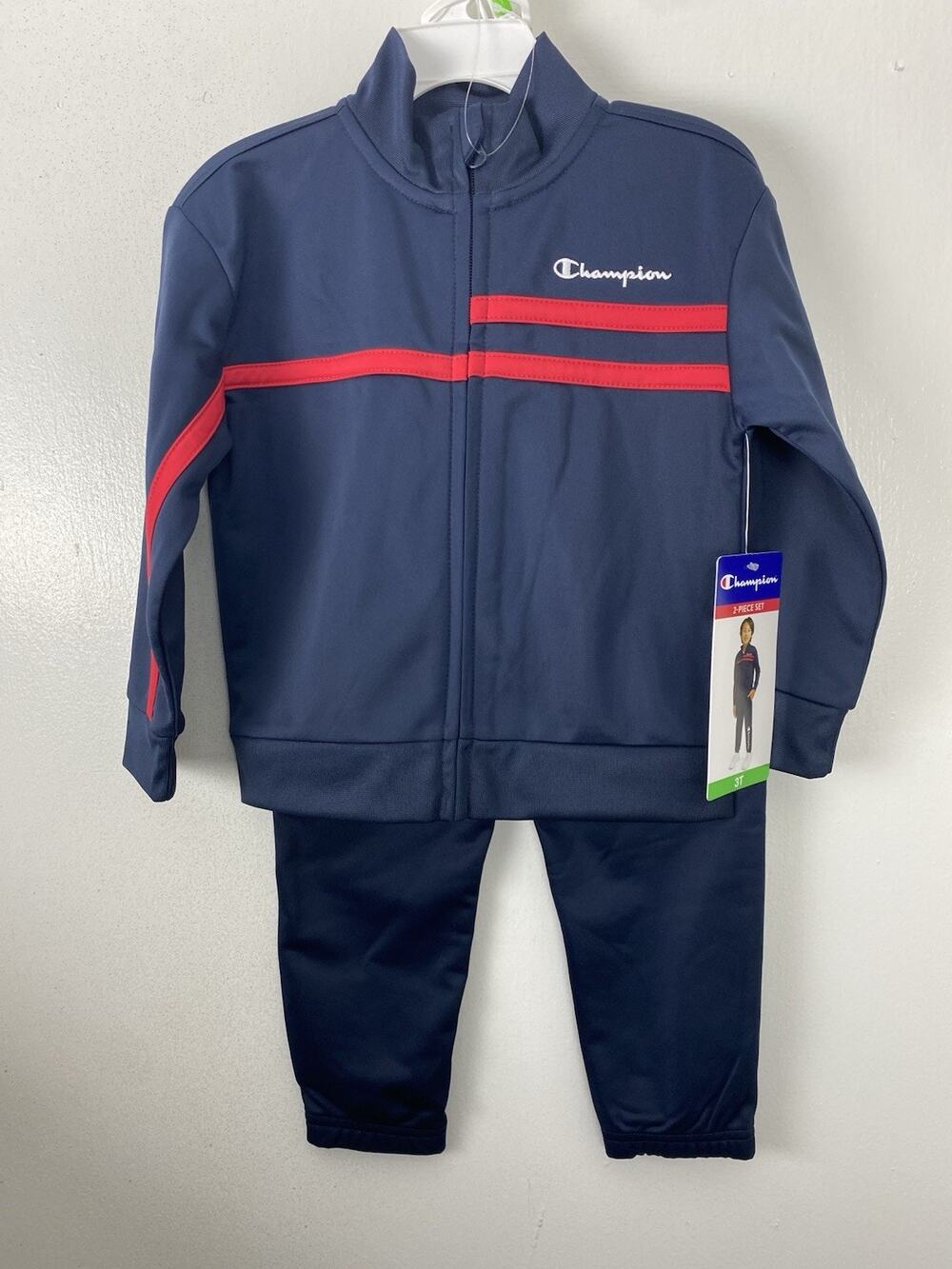 Champion Boys 2-Piece Tracksuit Set Navy Red Size 3T New With Tags NWT